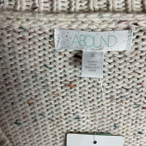 Abound Sweater V-Neck Drop Shoulder Ivory Confetti Blue Green Red Specks XL - Picture 3 of 15